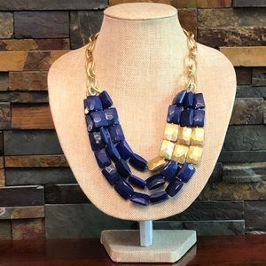 Stella & Dot Cobalt Blue and Gold Fashion Necklace